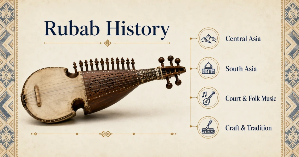 Rubab history showcases its rich role in Central and South Asian music traditions, emphasizing the instrument's cultural significance and unique craftsmanship.
