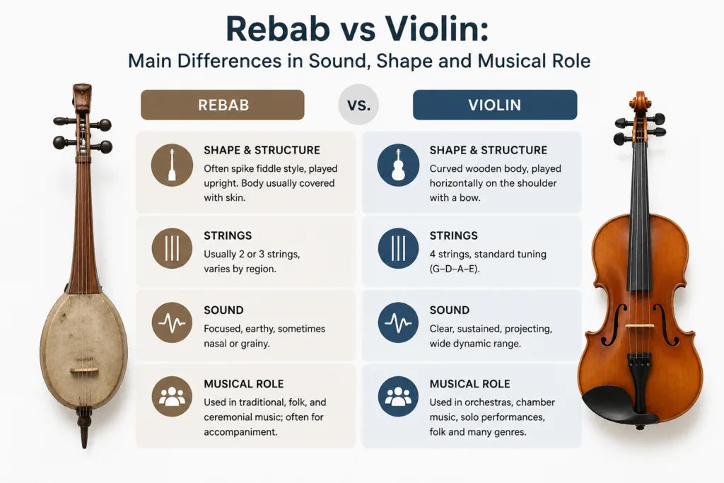 Rebab vs violin: compare the unique sound, shape, and role of these traditional string instruments in music.