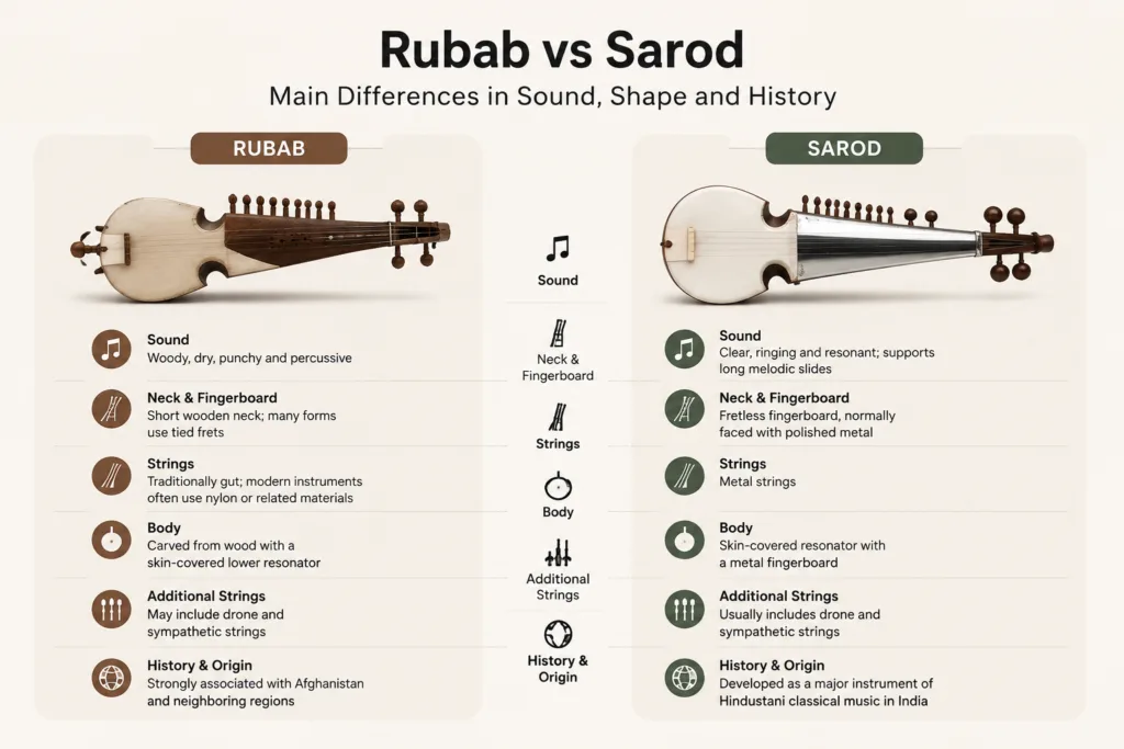 Rubab vs Sarod: Compare unique sound qualities, traditional shapes, and historical backgrounds of these popular string instruments.